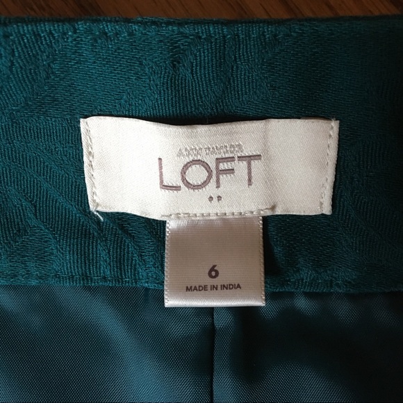 Ann Taylor LOFT Teal Green Damask Mini Skirt 6 - Picture 7 of 7